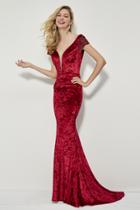 Angela And Alison - 81126 Deep V-neck Sheath Gown