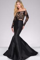 Jovani - Two-piece Lace Embellished Off The Shoulder Mermaid Gown 48695