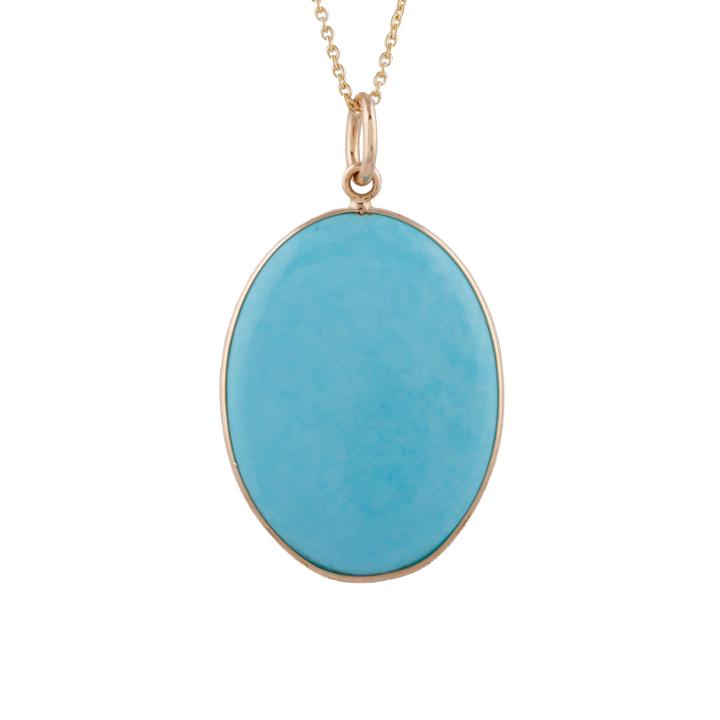 Tresor Collection - Turquoise Oval Pendant In 18k Yg