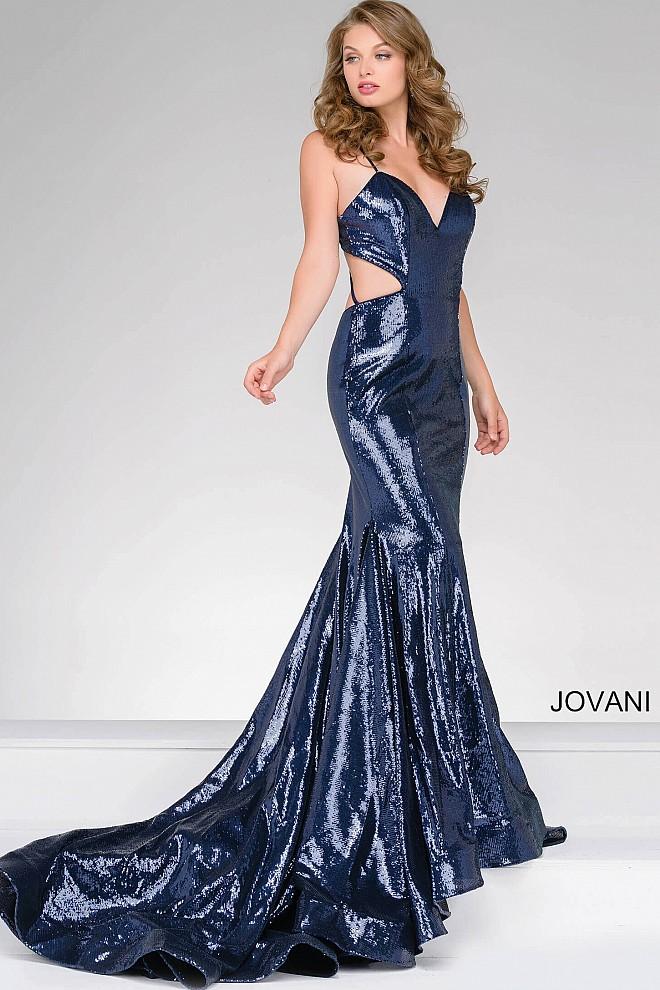 Jovani - Backless Long Trumpet Prom Dress 46755