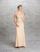 Aspeed - L1473 Beaded Sheer Peplum Evening Dress