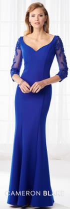 Cameron Blake - 218613 Fitted V-neck Seamed Evening Gown