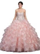 Dancing Queen - Strapless Bedazzled Sweetheart Ruffled Ballgown