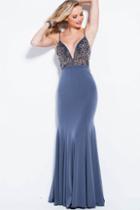 Jovani - 52138 Sleeveless Beaded Sheer Bodice Jersey Dress