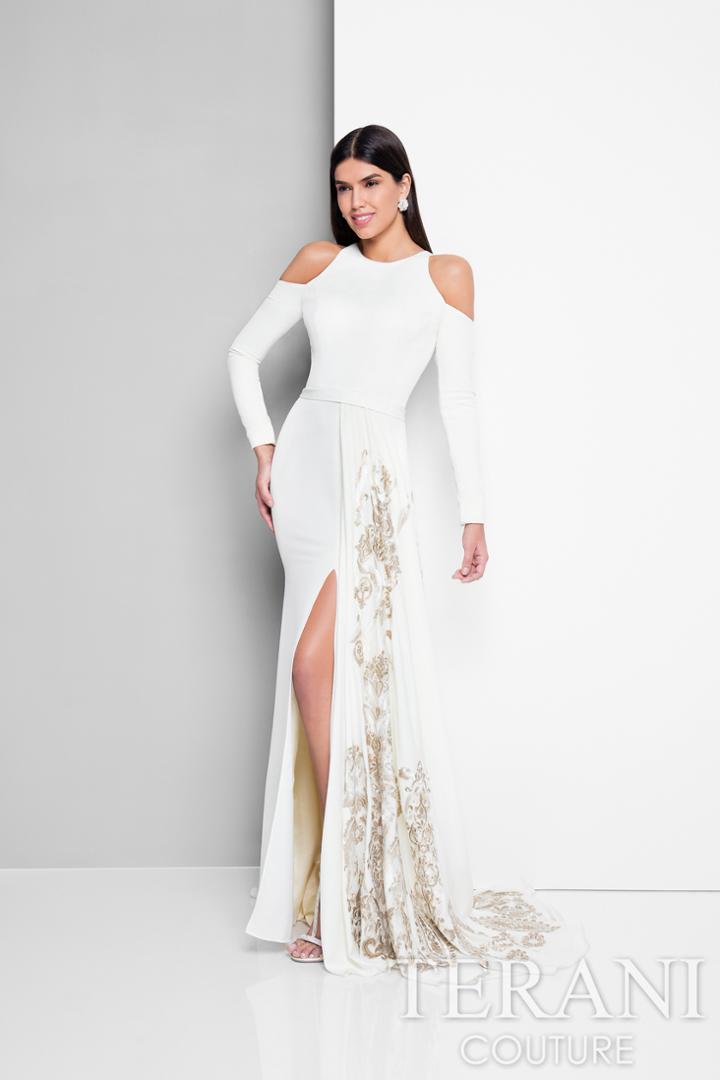 Terani Evening - Sultry Long Sleeves Bateau Neck Laced Mermaid Dress 1713e3626