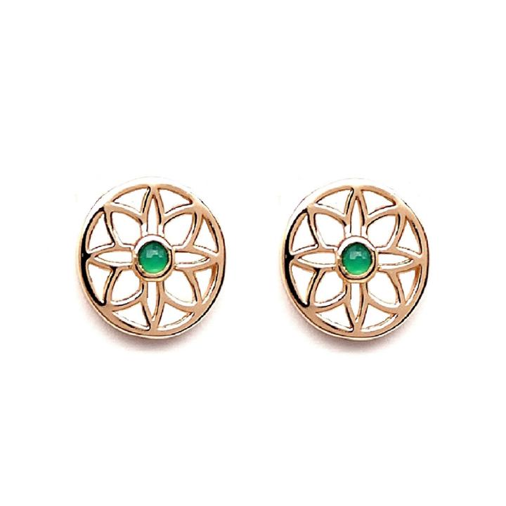 Rachael Ryen - Emerald Flower Earrings Gold