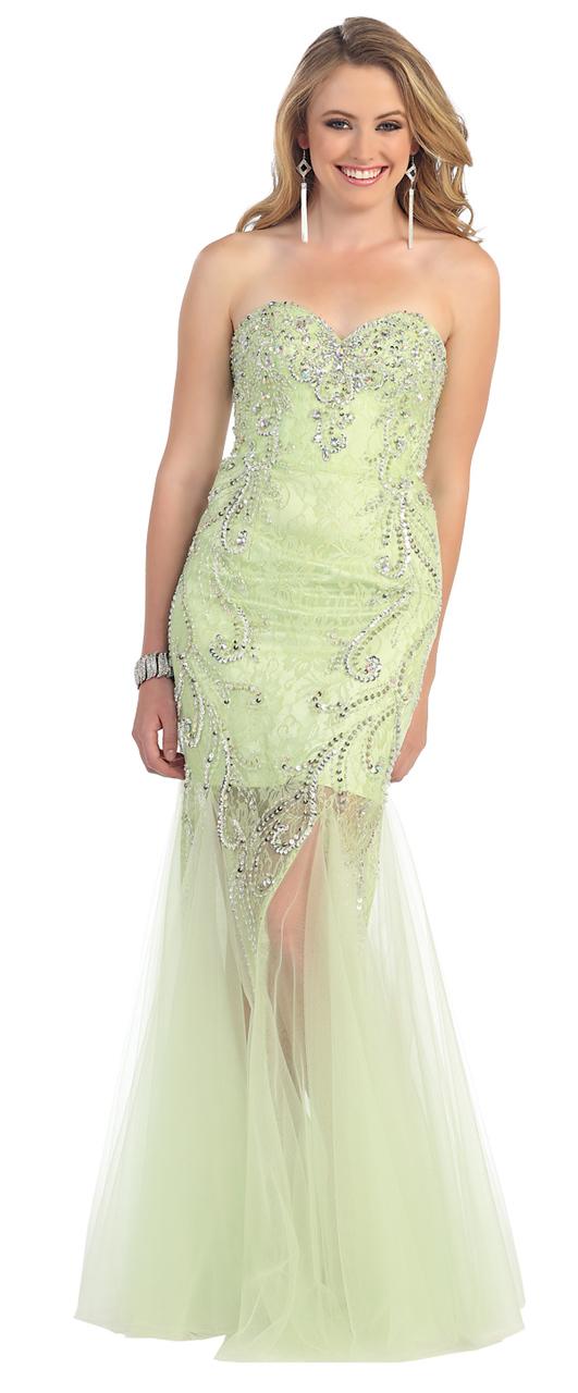 Embellished Printed Short Slim Dress With Mermaid Chiffon Skirt