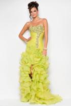 Blush - Strapless Pleated Ruffled Long Gown With Slit 9517