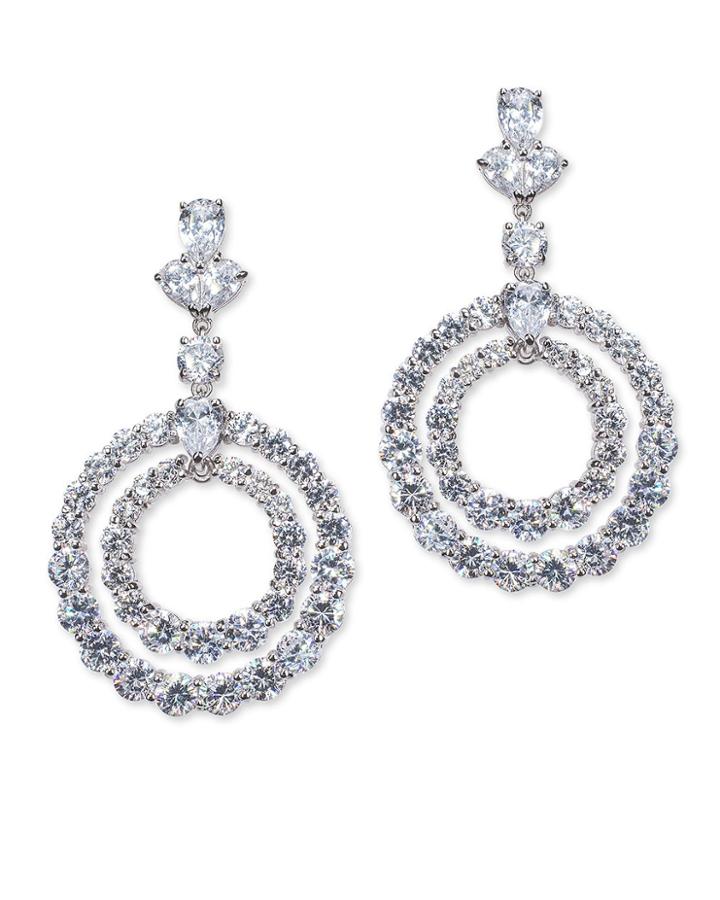 Cz By Kenneth Jay Lane - Double Circle Pierced Earring