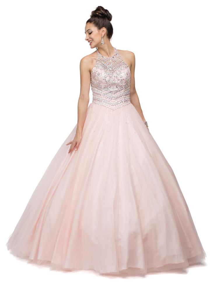 Charming Sleeveless Beaded Halter Gown