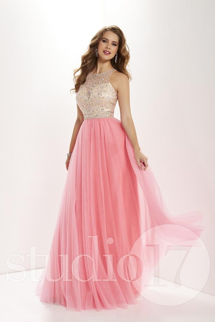 Studio 17 - 12667 Illusion Jewel Crystal Festooned Tulle Gown