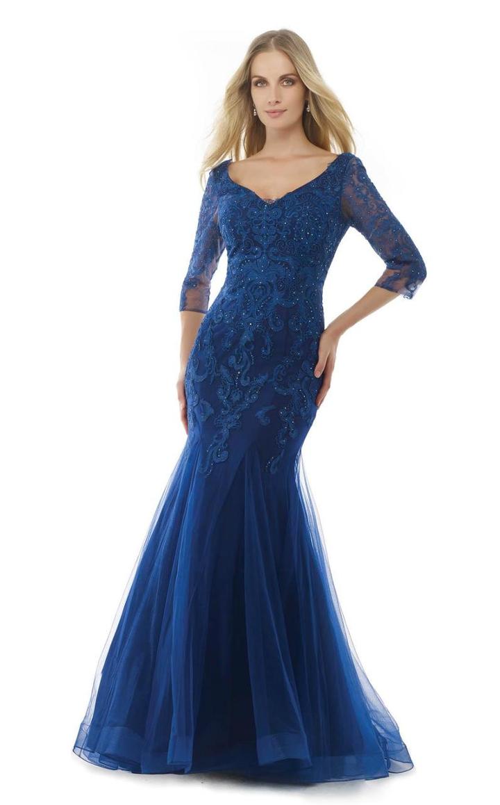 Morrell Maxie - 15604 Quarter Sleeve Jeweled Lace Gown