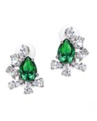 Cz By Kenneth Jay Lane - Emerald Pear Clip Earring