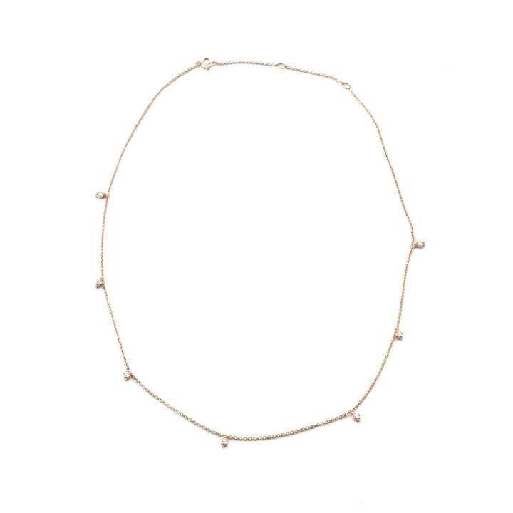 Margaret Elizabeth - Floatind Diamonds Rose Gold Necklae