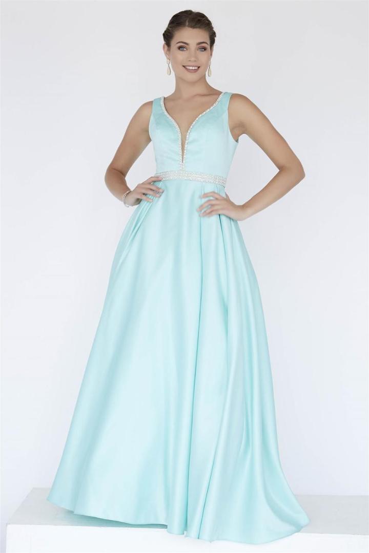 Jolene Collection - 18050l Beaded Illusion Halter Tulle Ballgown