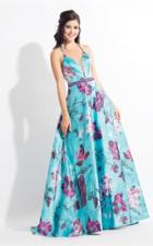 Rachel Allan - 6169 Thin Straps Floral Print Gown