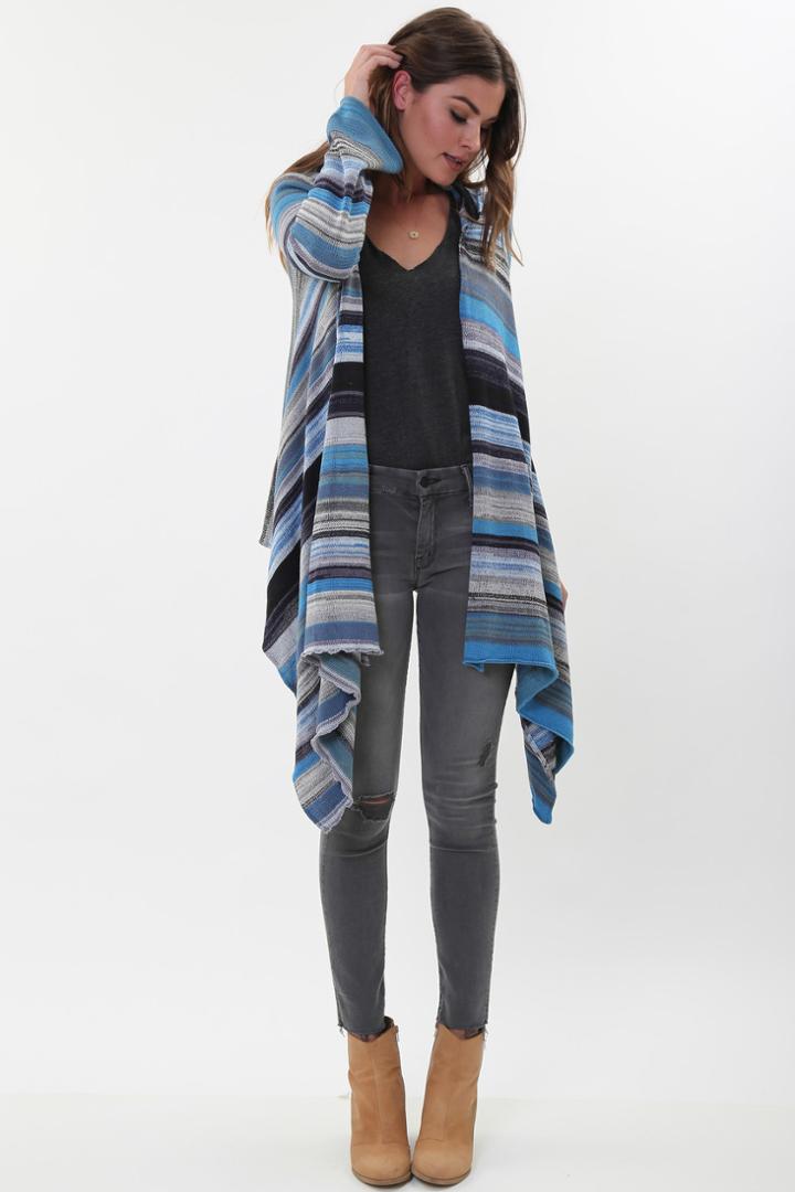 Goddis - Leona Hooded Sweater In Mineral Blue