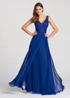 Ellie Wilde - Ew118150 Illusion Appliqued Bodice Chiffon A-line Gown