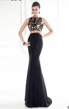 Tarik Ediz - Embroidered Crop Top Two-piece Gown 92564