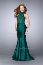 Sheer Lace Halter Style Mikado Prom Dress 24651