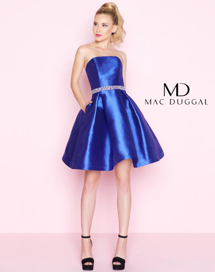 Mac Duggal - 67652n Straight Neck Satin A-line Cocktail Dress