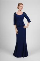 Daymor Couture - Quarter-length Sleeve Two-piece Long Dress 429