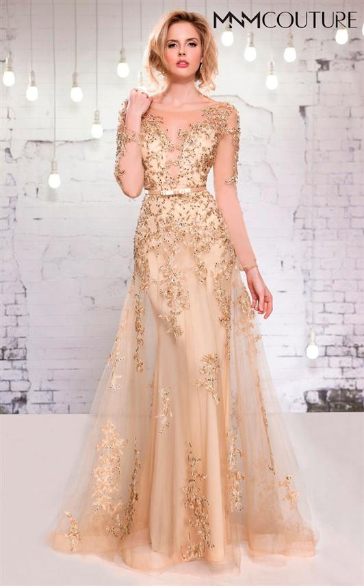 Mnm Couture - 9621 Plus Size Gold