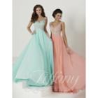 Tiffany Designs - Enchanting Embroidered Sweetheart Silky Chiffon A-line Dress 16136