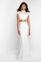 Intrigue - 426 Cap Sleeve Illusion High Neck Embroidered Gown