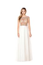 Glow By Colors - G337 Glittering Illusion Bejeweled Long Gown