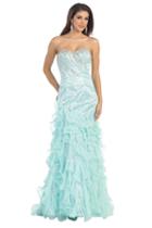 Strapless Sweetheart Dress With Sequined Bodice And Tulle Skirt