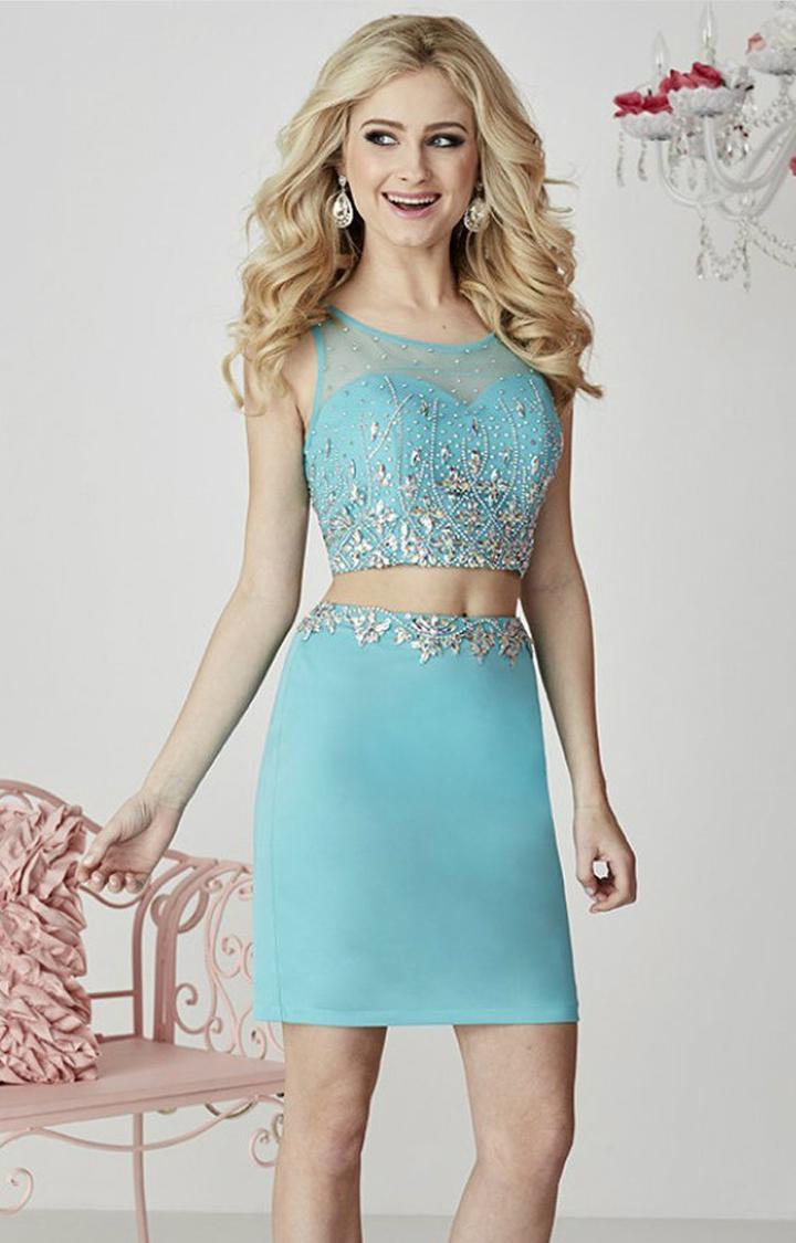 Tiffany Homecoming - Two-piece Rhinestone-encrusted Illusion Sweetheart Jersey Pencil Dress 27104