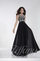 Tiffany Designs - 16275 Sleeveless Crystal Foliage A-line Gown