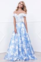 Nox Anabel - Off Shoulder Floral Long Gown 8301