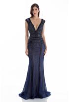 Terani Couture - 1612gl0503a Beaded V-neck Trumpet Dress