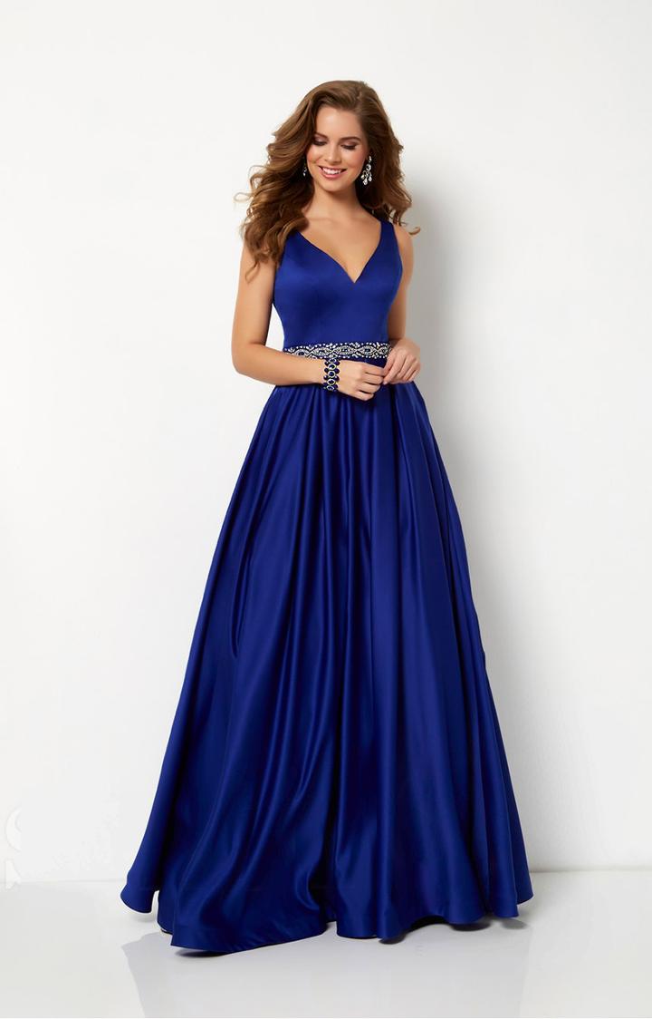 Studio 17 - 12654 Sleeveless V-neck Satin A-line Gown