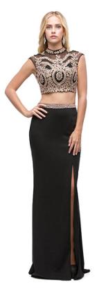 Dancing Queen - Lace Embroidered Dress In Black/blush Stone 9875