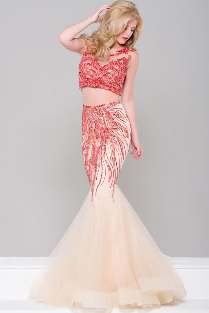 Jovani - Jvn36772 Two-piece Beaded Tulle Mermaid Gown