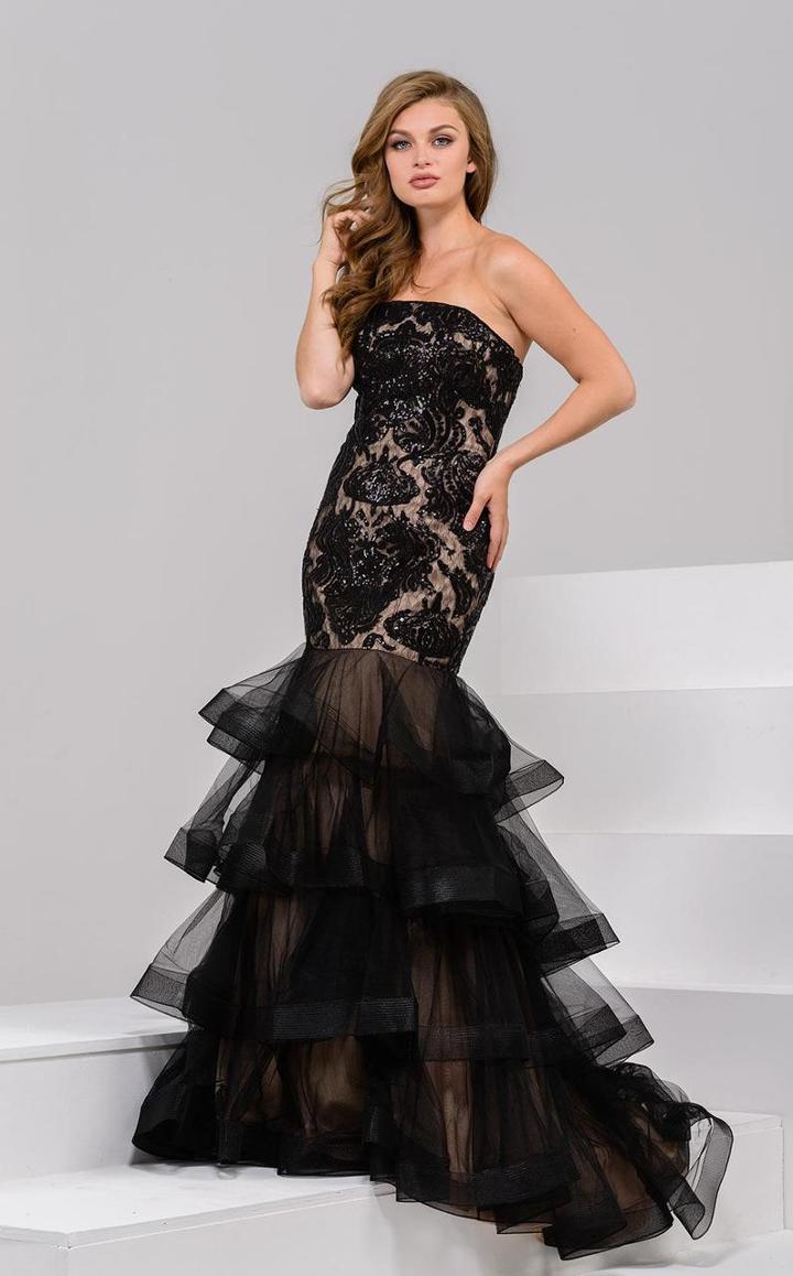 Jovani - 37113 Straight Across Neck Mermaid Dress
