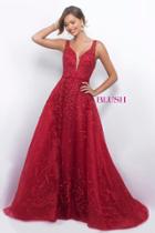 Blush - Jeweled And Embroidered V-neck Ball Gown 5602