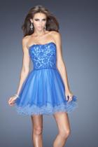 La Femme - 20386 Bedazzled Tulle A-line Dress