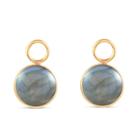 Tresor Collection - Labradorite Simple Rd Double Sided Cabochon Interchangeabe Earring In 18k Yellow Gold