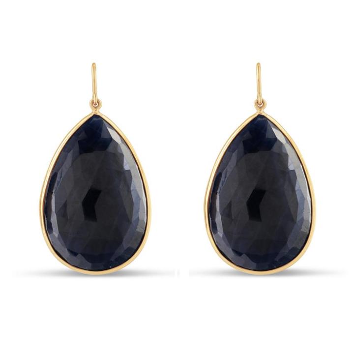 Tresor Collection - Blue Sapphire Pear Shaped Earring In 18k Yellow Gold