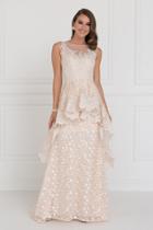 Elizabeth K - Gl1584 Lace Illusion Bateau Gown With Tulle Overlay