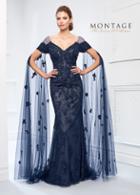 Ivonne D For Mon Cheri - 218d25 Beaded Lace Floor Length Sleeve Dress