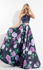 Rachel Allan - 6028 Floral Halter A-line Dress