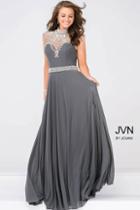 Jovani - Sheer Embellished Neckline Mesh Prom Dress Jvn48641