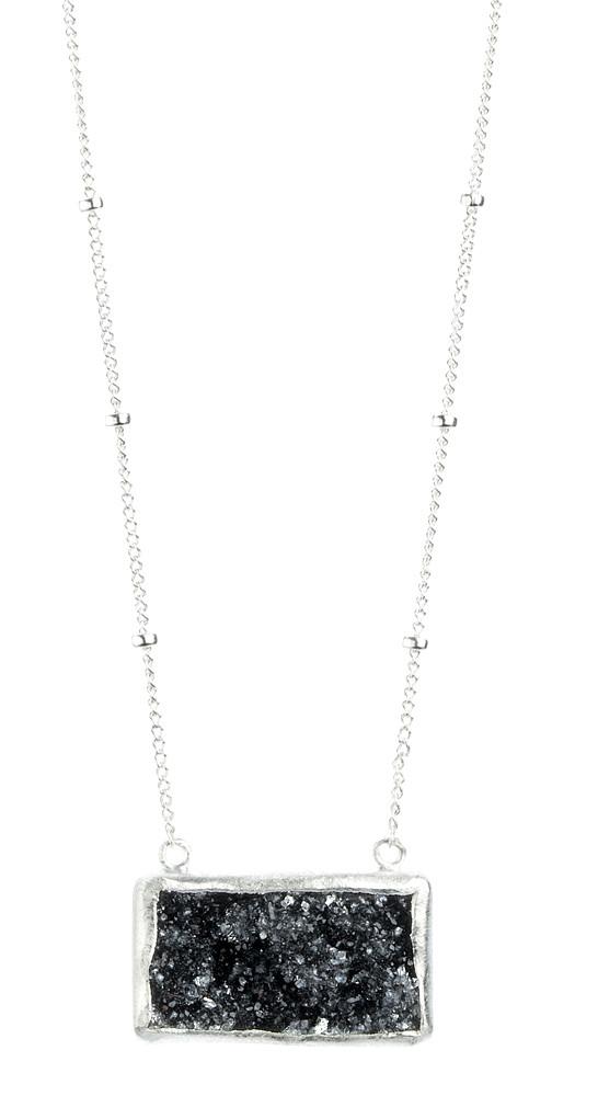 Nina Nguyen Jewelry - Nirvana Black Druzy Silver Necklace