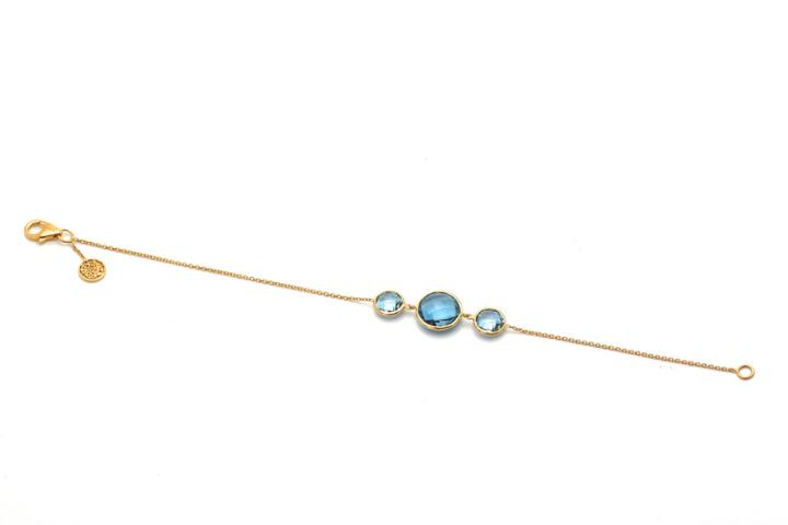 Tresor Collection - Sky Blue Topaz & London Blue Topaz Triple Stone Bracelet In 18k Yellow Gold