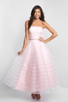 Blush - 5656 Horsehair Striped Strapless Gown